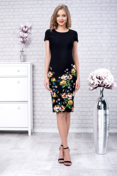 Rochie neagra Spring Flowers
