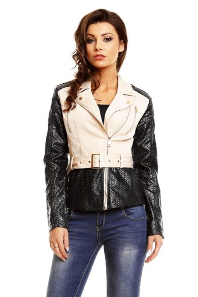 Geaca Dama Bej Black Sleeves