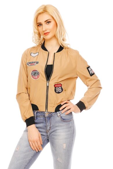 Geaca Dama Scurta Brown Patch