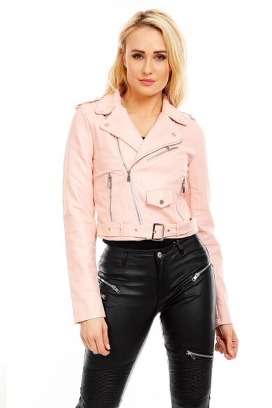 Geaca Dama Aviator Piele Ecologica Roz