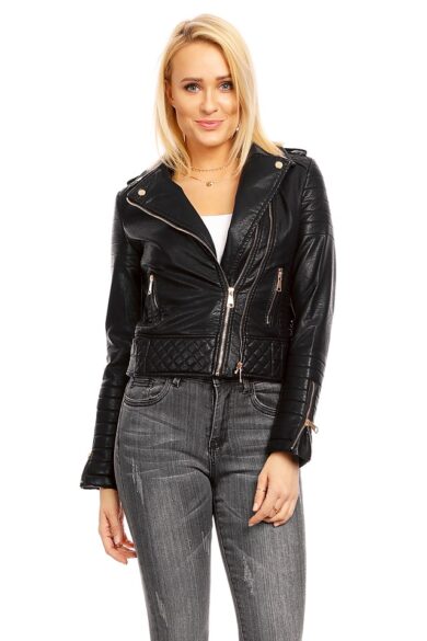 Geaca Dama Aviator Piele Ecologica Neagra