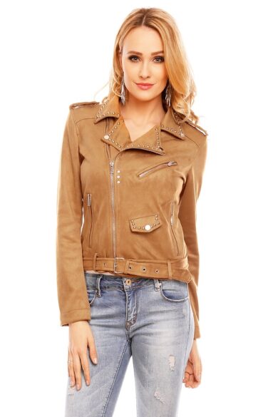 Geaca Dama Piele Intoarsa Eco Targets Maro