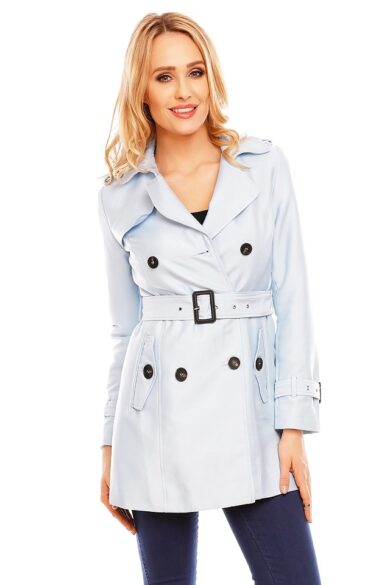 Trench Dama Belt Albastru Deschis