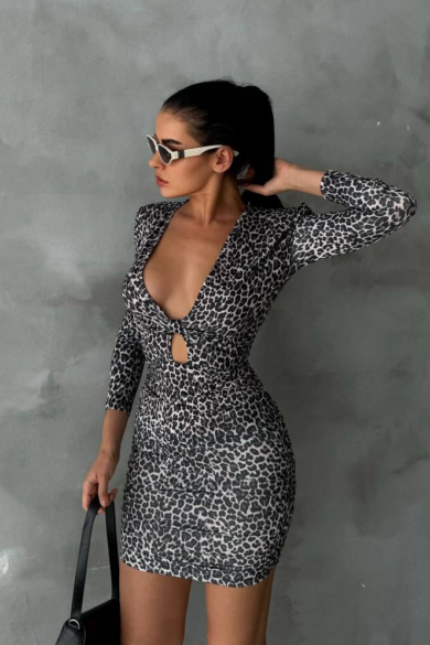 Rochie scurta animal print Decoupage