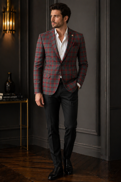 Sacou Barbati Rosu Caro