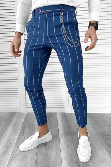 Pantaloni Eleganti Dungi pentru Barbati, Albastri
