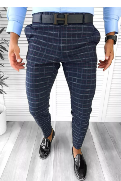 Pantaloni Eleganti Carouri pentru Barbati, Bleumarine